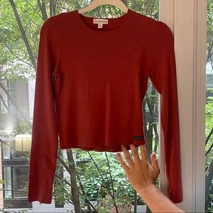 Calvin Klein stretch knit long sleeve crop top
